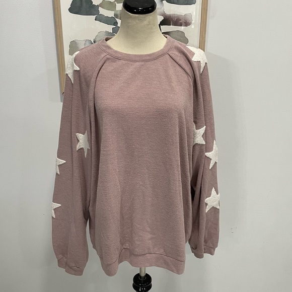 easel Tops Lilac Sweatshirt With Star Accents Poshmark